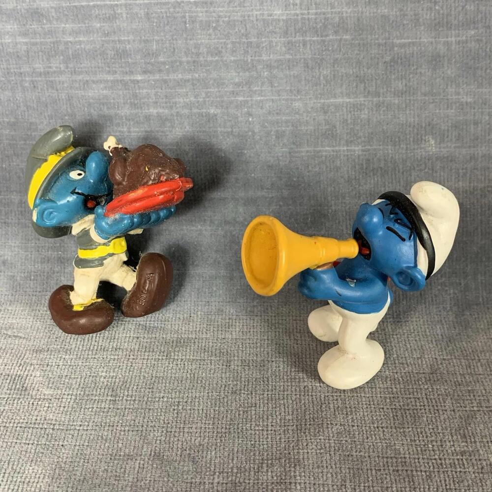 Schleich 20715 Film Producer Smurf And 20177 Thanksgiving Smurf Lot Of 2 1982